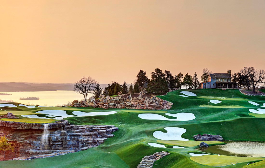 The Arnold Palmer Driving Range at Top of the Rock capitalizes on the natural features of the Ozarks and provides golfers with beautiful views of Table Rock Lake.