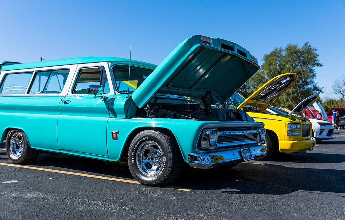 Classic cars on display outdoors