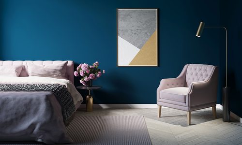 Blue Wall Bedroom
