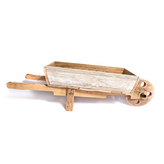 wooden wheelbarrow at Wood & Twig