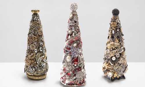 Bejeweled Christmas trees from Kathi Shimp's Etsy store