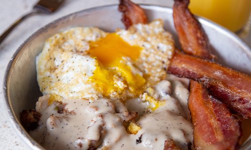 Biscuits and gravy from The Backlot at Alamo Drafthouse in Springfield, MO.