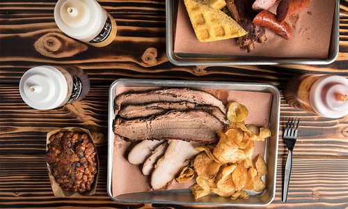 brisket plate and beans from black market smokehouse