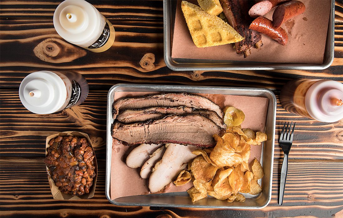 brisket plate and beans