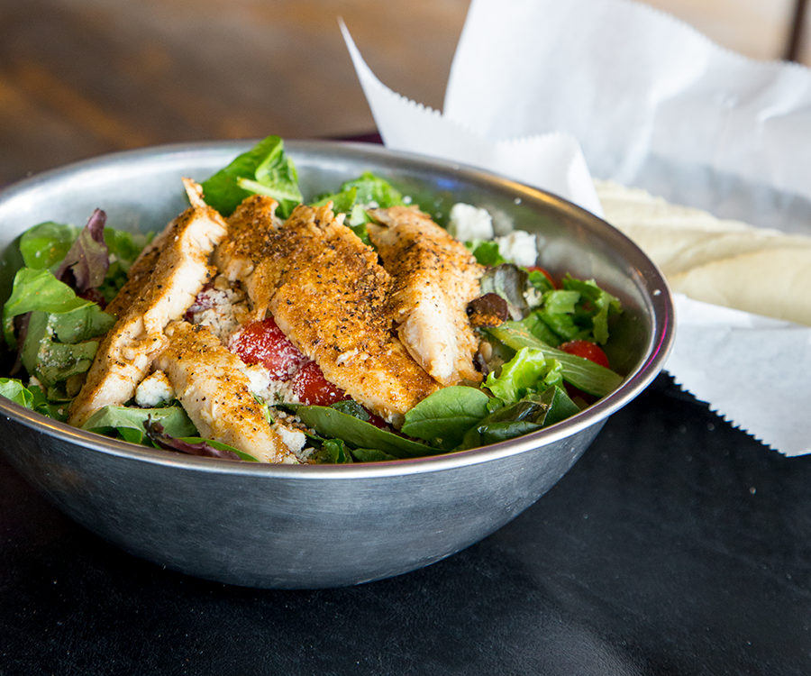 Try the cajun chicken salad, a mix of grilled chicken, Gorgonzola and toasted sunflower seeds.