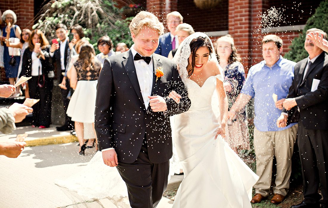 Caleb Mabe and Sophia Smith on their wedding day