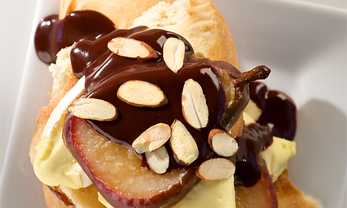 Caramelized Pear and Chocolate Ganache Pizza