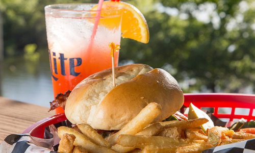 Burger and fries at The Catfish Hole on Table Rock Lake