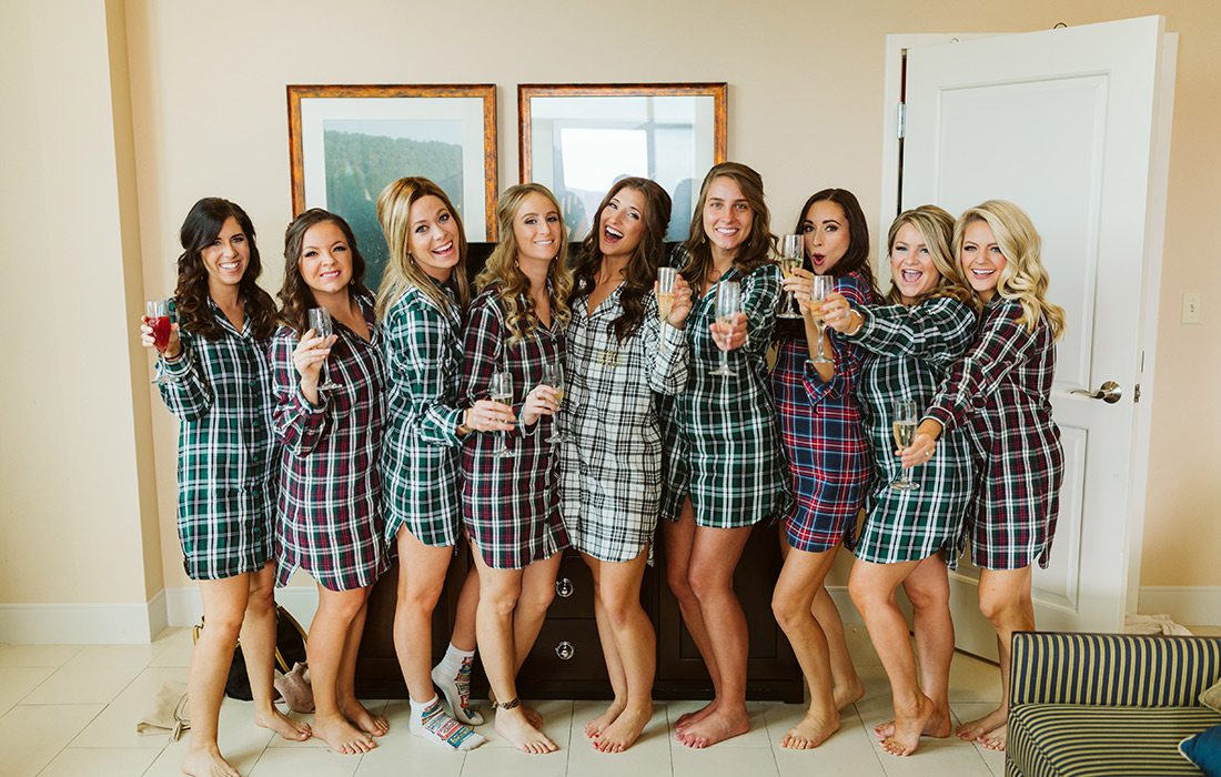 Cheyann Weinacht with her bridesmaids on her wedding day