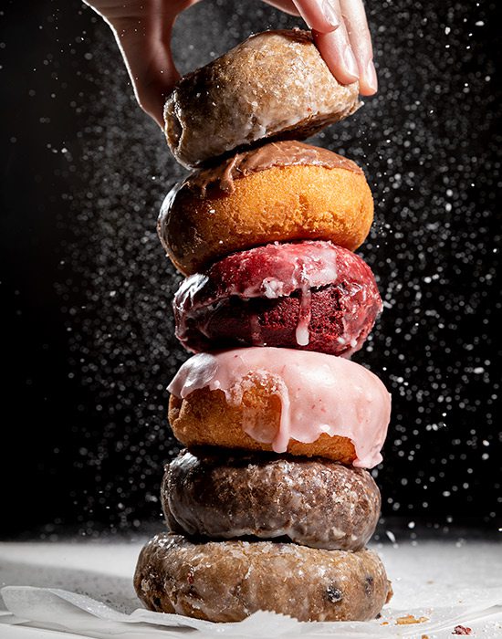 Stack of various flavors of St. George's cake donuts Springfield MO