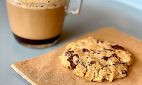 Cookie and coffee at Cafe Dhibs on Commercial Street in Springfield MO