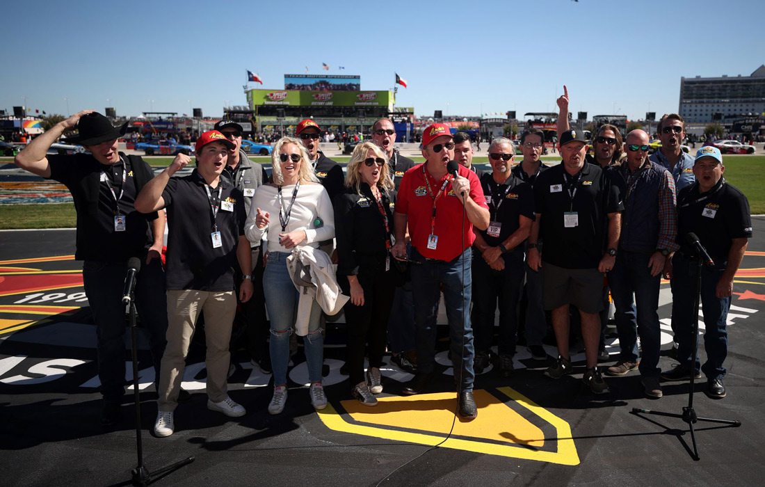 Group photo on speedway