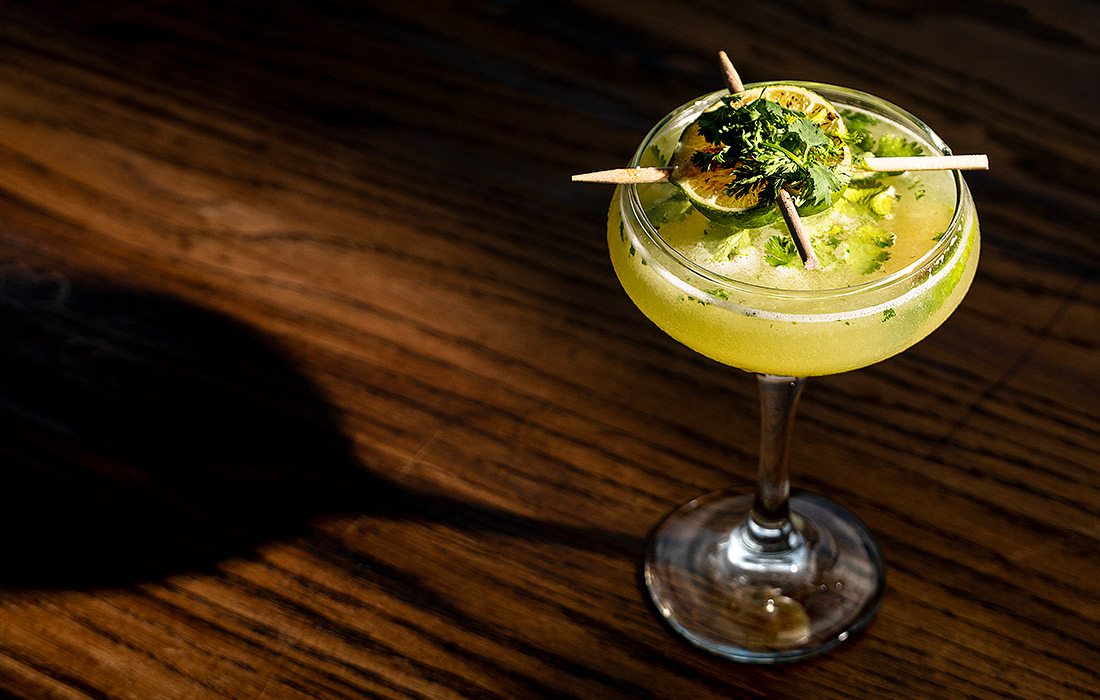 Pineapple gimlet on a table