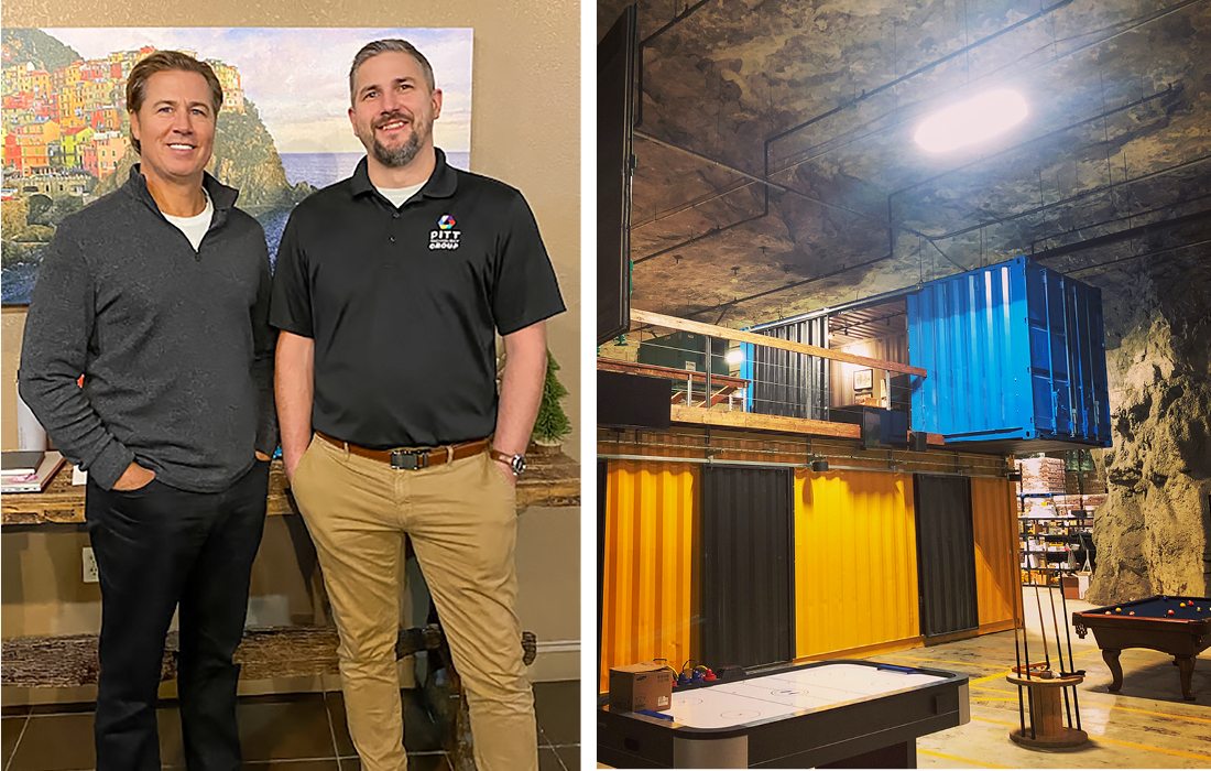 Doug Pitt with Kevin Waterland, co-owner/general manager of Pitt Technology Group; Pitt Technology Group headquarters in Springfield MO