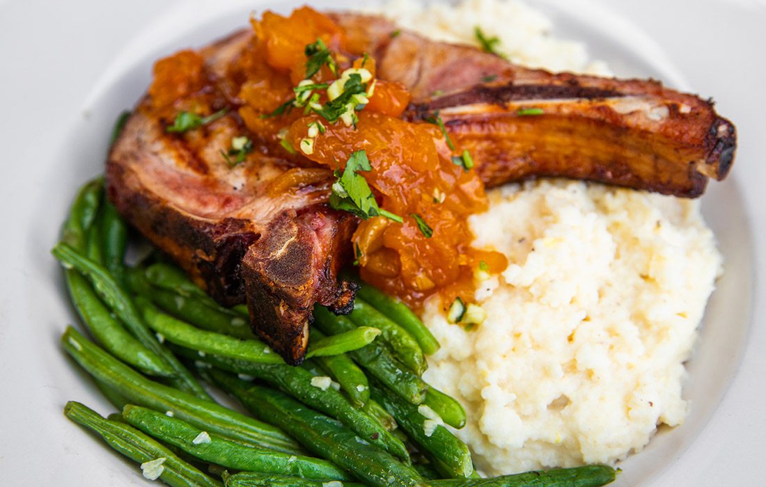 Double Smoked Pork Chop from Downing Street Pour House in Springfield and Hollister, MO