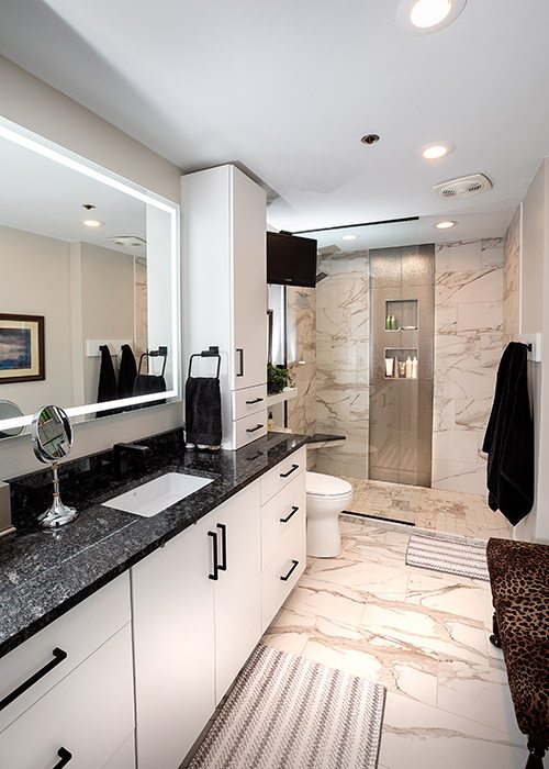 Joan and Gary Whitaker's bathroom in their downtown Springfield MO condo