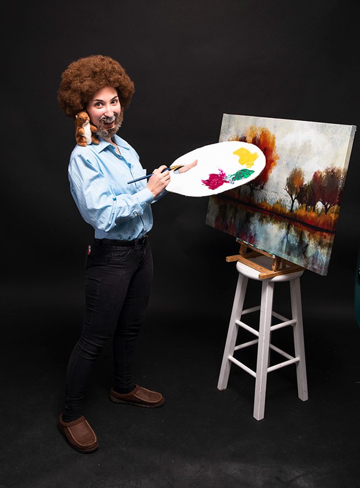 Elisabeth Anderson as Bob Ross Halloween 2019