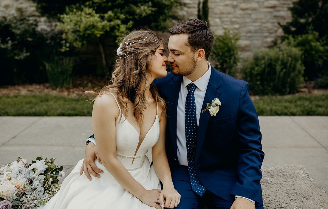 Emily and Corbin Bowler on their wedding day
