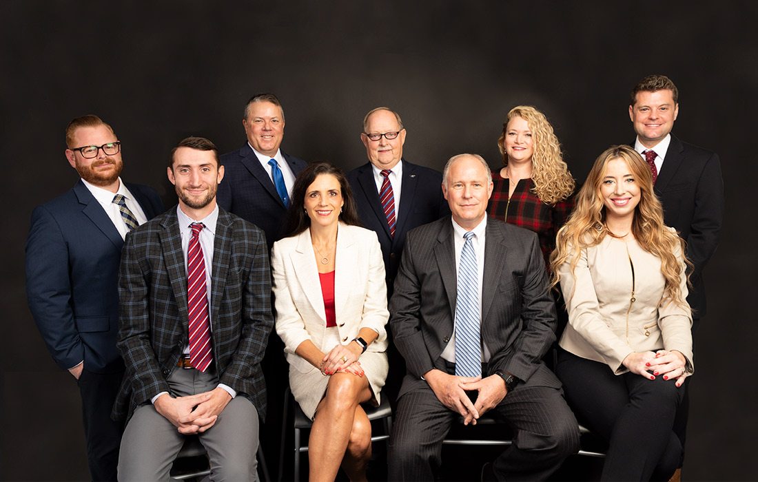 Front Row: Jacob G. Eddy, Senior Associate; Karen L. Johnson, Member; Brad Tuck, Member; Brittany Perry, Senior Associate Back row: Joshua R. Baker, Senior Associate; Kevin H. Dunaway, Of Counsel; Lynn Rodgers, Of Counsel; Shari L. Lockhart, Member; Dakota Paris, Associate