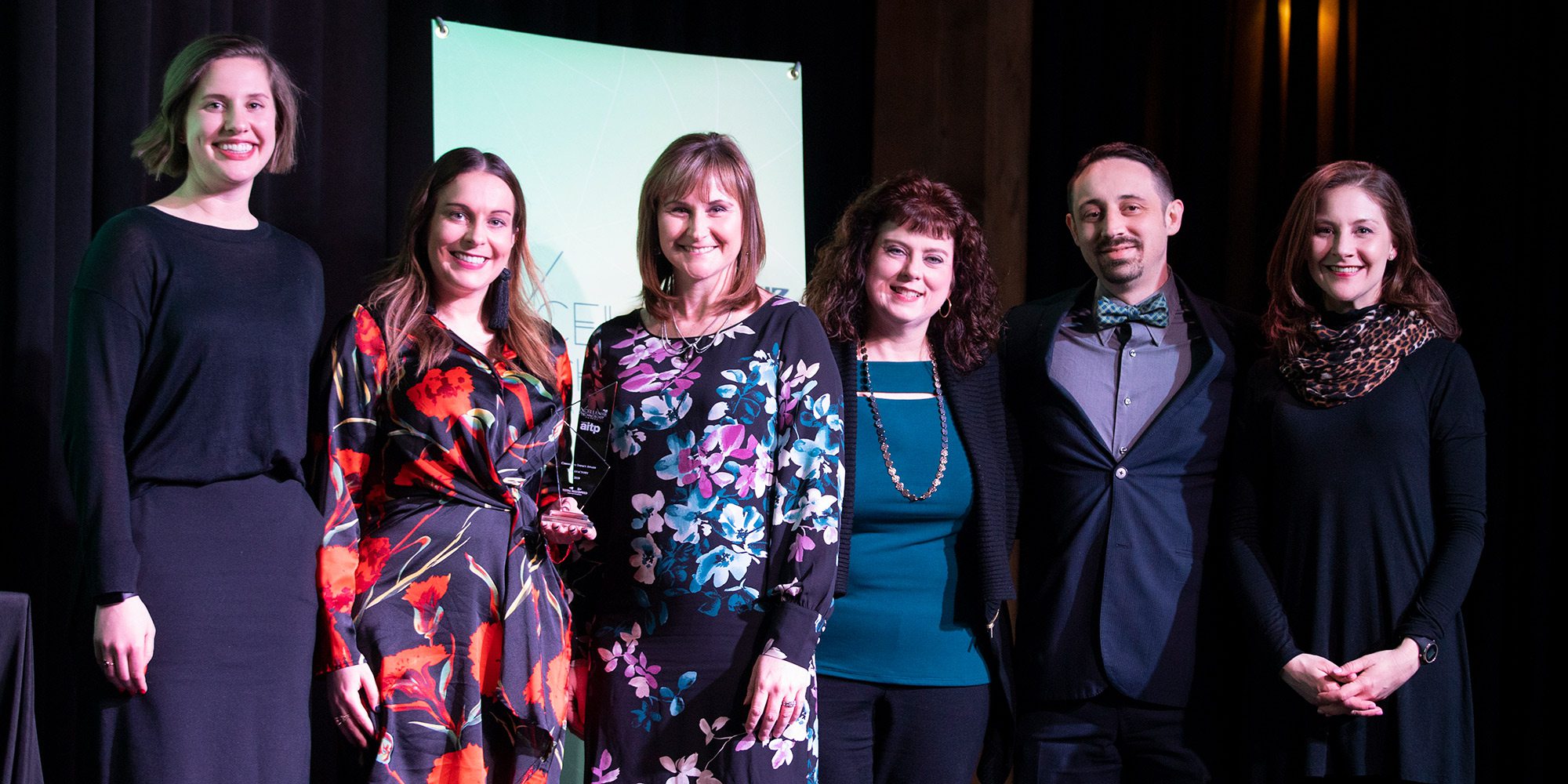 Paige Oxendine, Rachel Anderson, Chrystal Irons, Tara Horton, and Lance Coffman with the efactory with Logan Aguirre of Biz 417