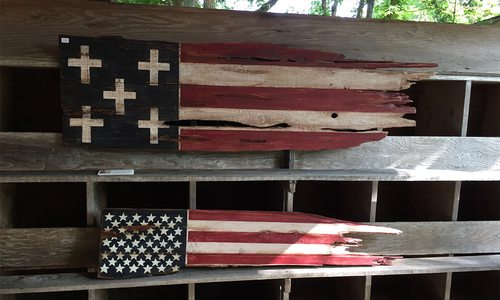 Wooden Flags Made by Local Artist Kristine Grippo in Springfield, MO