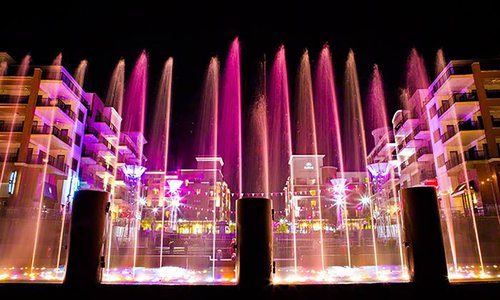 Branson Landing fountains at night