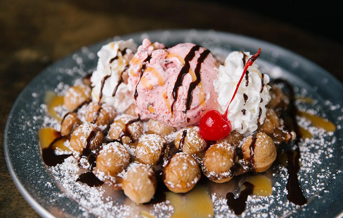 Bubble waffle sundae at The Funky Twig in Kimberling City MO
