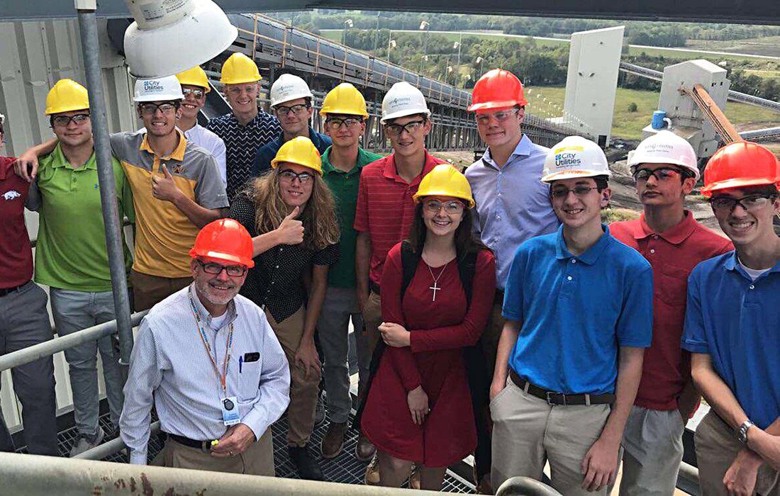 Tanner Hartman and his GO CAPs group at the Springfield Power Plant