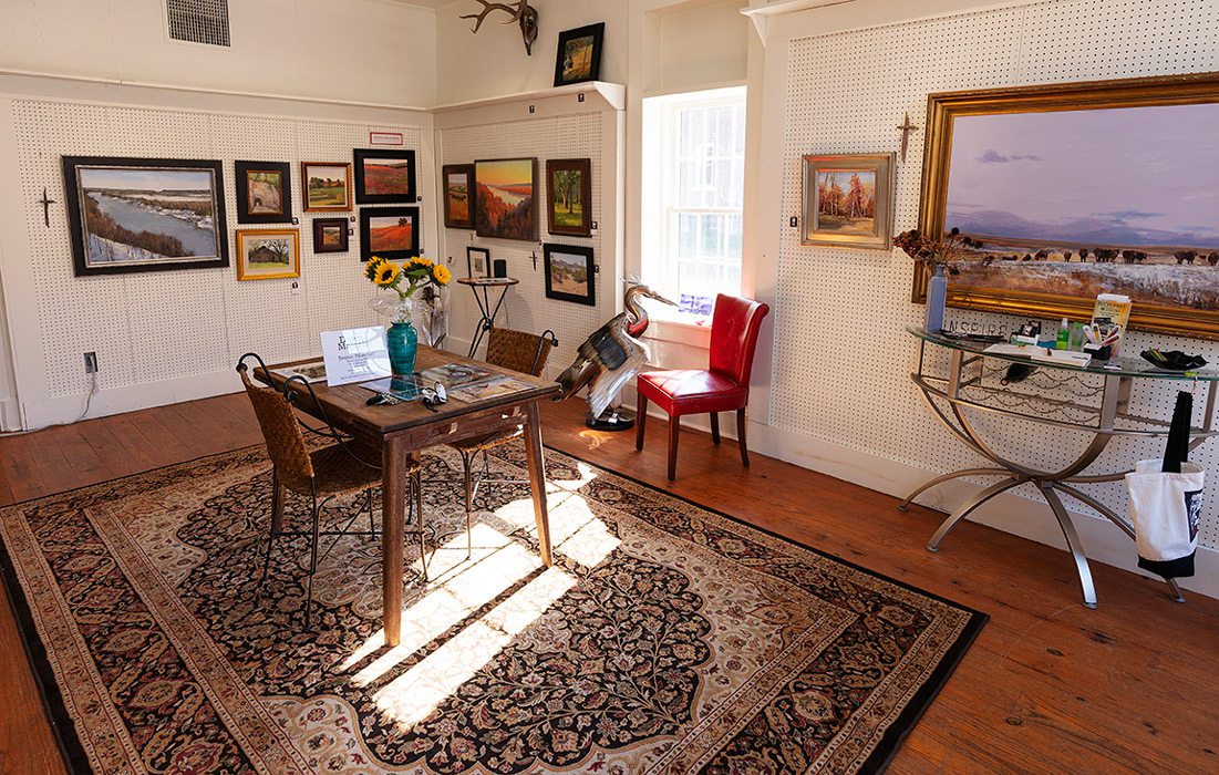 art museum with white walls wooden floors