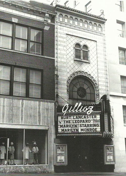 Historic Gillioz Theatre marquee 1963