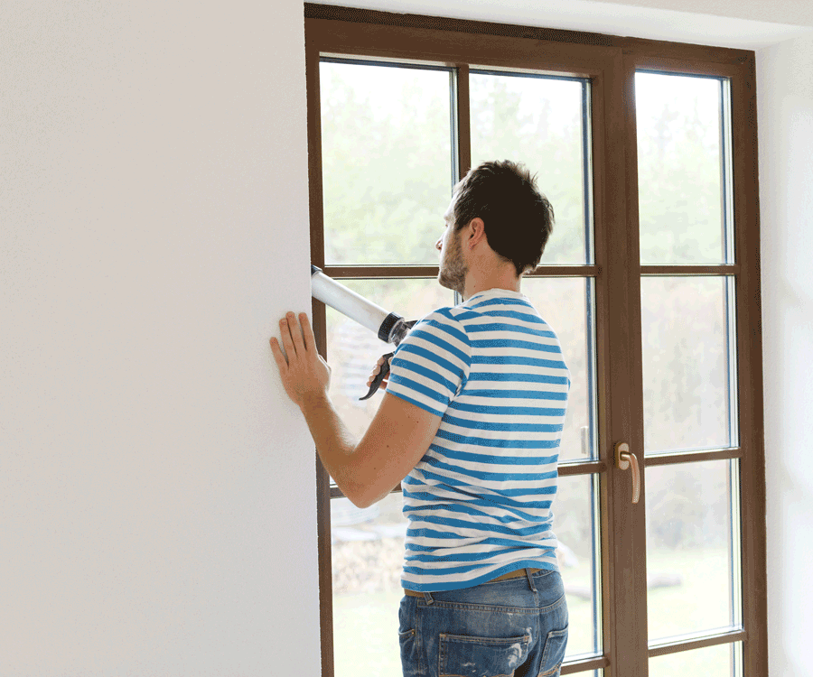 In cooler months, caulking windows and doors keeps your freshly heated air from escaping outside.