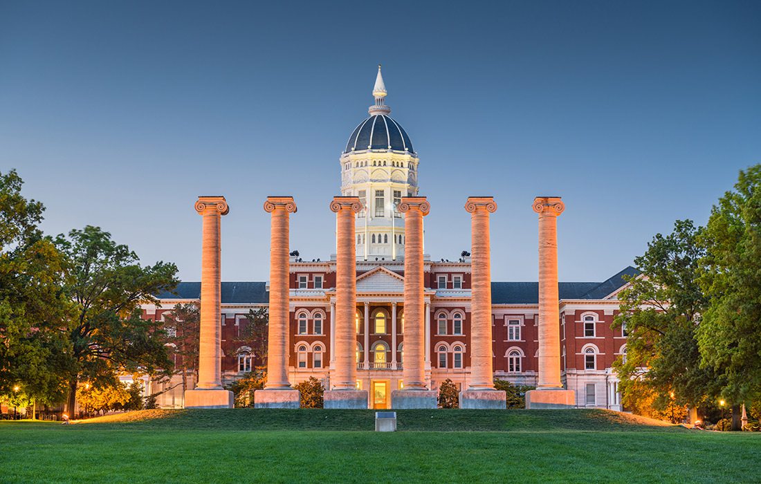 Columns on Mizzou campus in Columbia MO