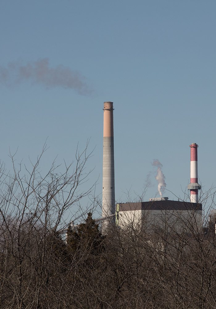 Power plant smoke stacks