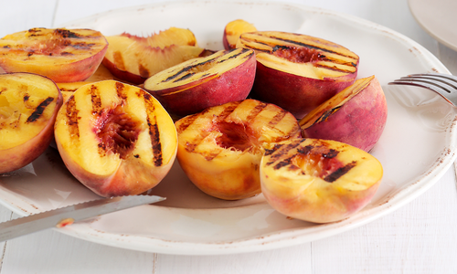 Grilled Glazed Peaches with Peach Thin Crisps