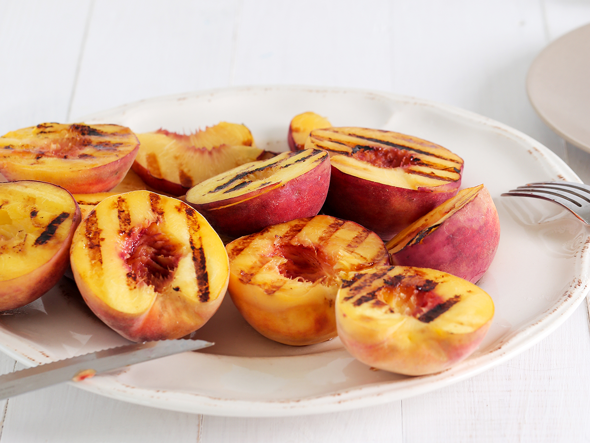 Grilled Glazed Peaches with Peach Thin Crisps