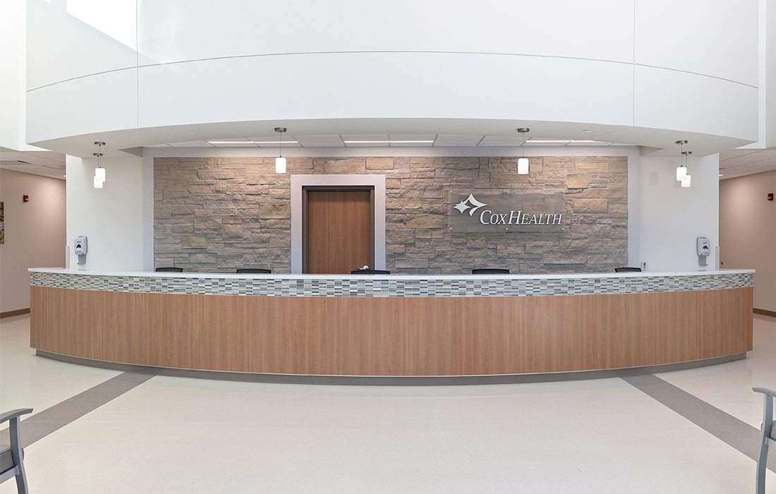 Reception desk at new CoxHealth clinic.