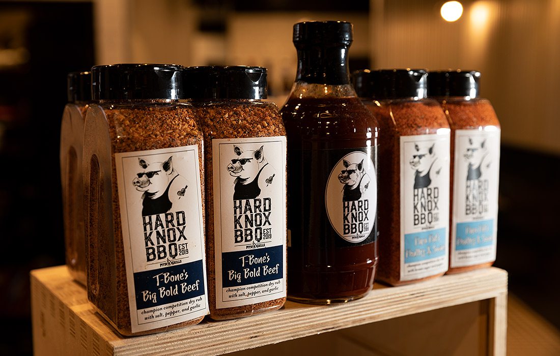 House made rubs and sauces at Hard Knox BBQ in Springfield MO