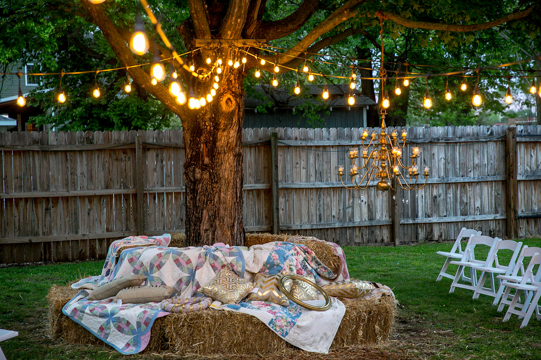 outdoor seating at a wedding