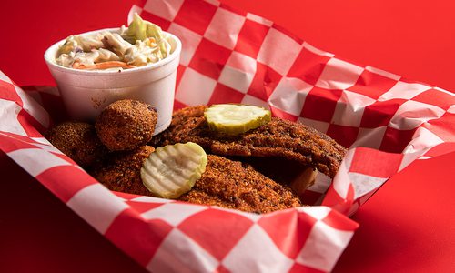 Deep fried chicken at Hot Cluckers in Springfield, Missouri