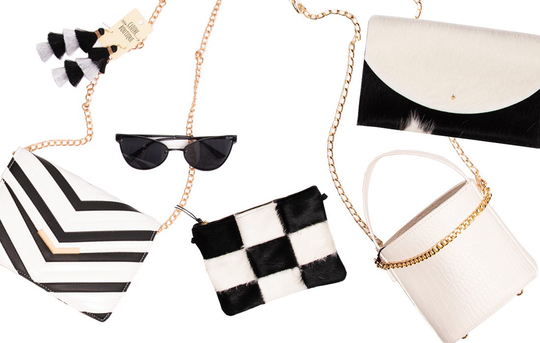 Variety of small black and white purses from Springfield MO boutiques