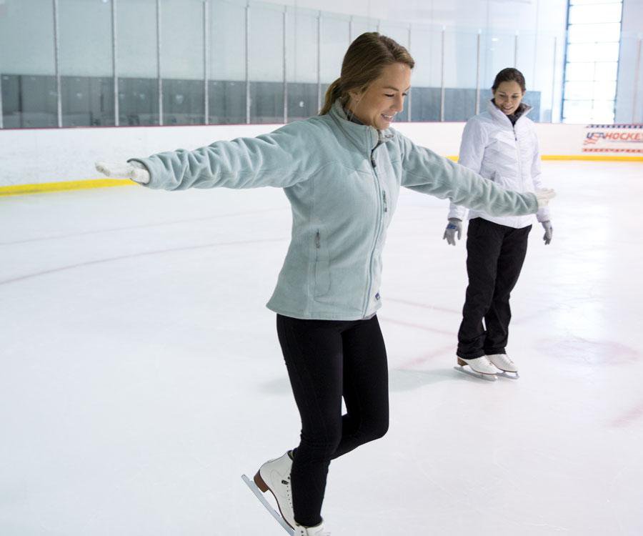 Digital Director Dayle Duggins takes her first steps on the ice.