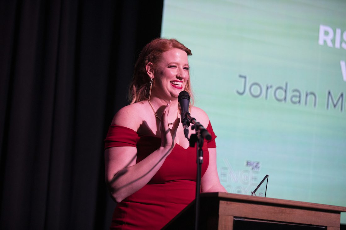 Jordan McAdoo wins at the 2019 Excellence in Technology Awards.