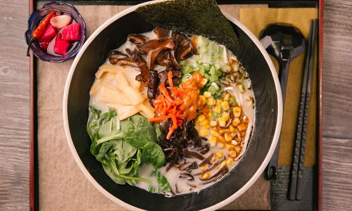 Veggie Ramen at Karai Ramen + Handroll