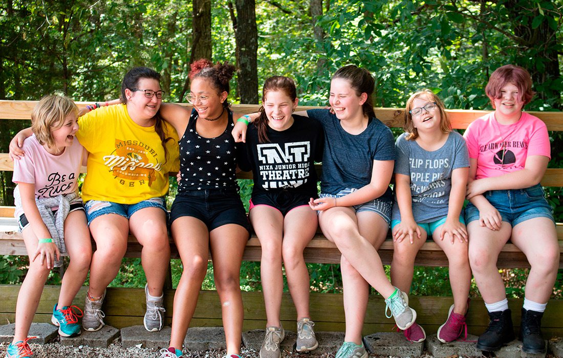 Group of Girl Scouts at summer camp