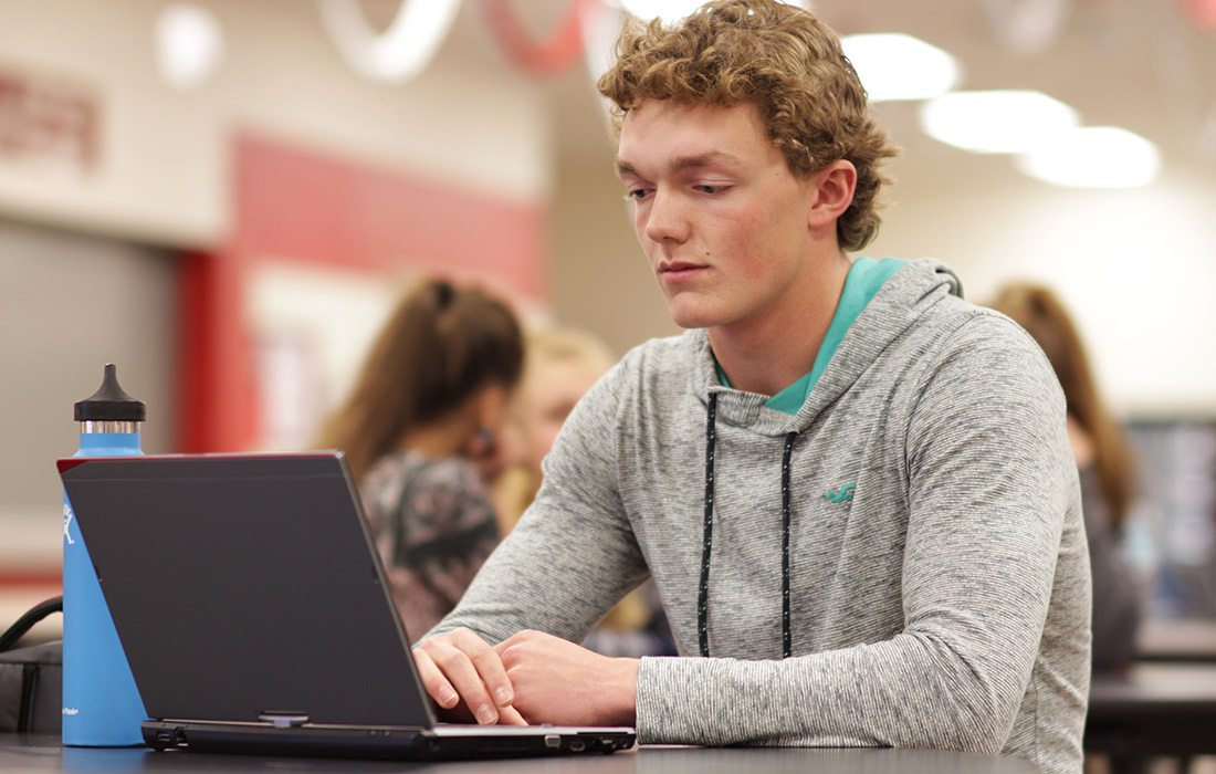 High school boy in at a Springfield Public School