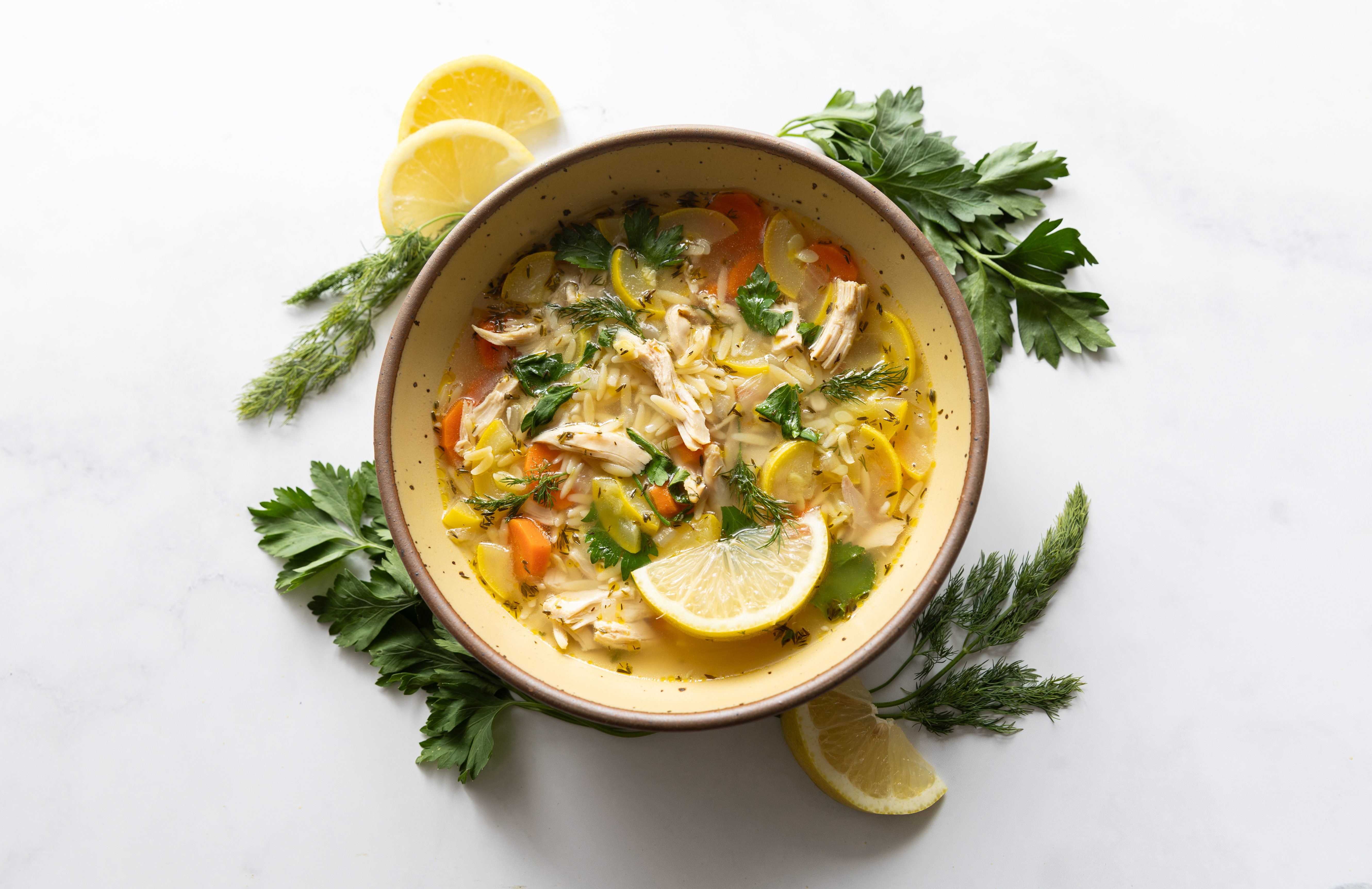 Lemon Chicken Orzo Soup