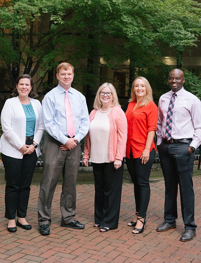 Jennifer Ames, Breast Nurse Navigator; John Bumberry, MD, MHA, Breast Surgeon; Karen Baker, MD, Breast Radiologist; Jessica Snider, DO, Medical Oncologist; Nathan Tonlaar, MD, Radiation Oncologist