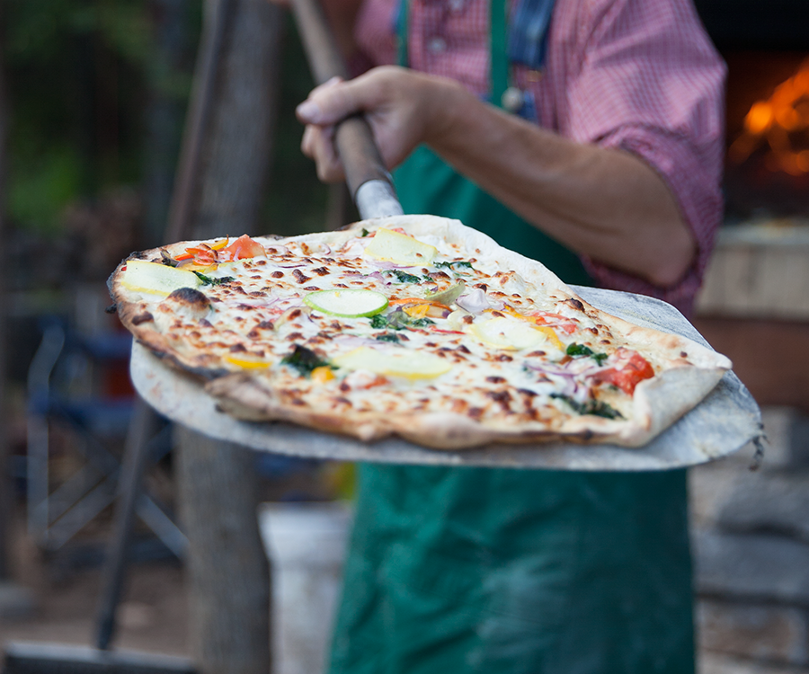 Pizza fresh from the oven at Millsap Farms Pizza Night.