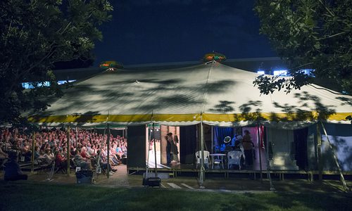 Attendants watch a theatre production by Missouri Tent Theatre at Missouri State University