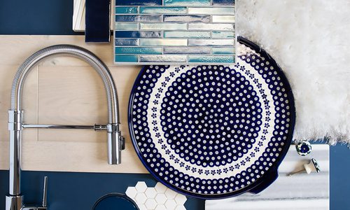 Classic blue home decor moodboard